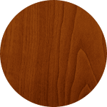 Ergo Operative desk detail: Round wood grain texture in warm brown tones.