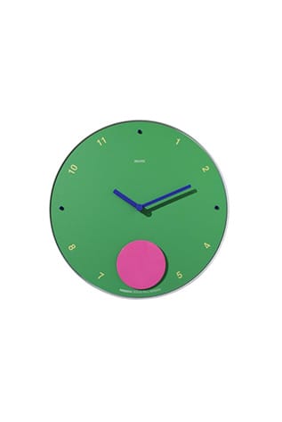 Green Clocks - Desk Accessories with blue hands and pink pendulum.