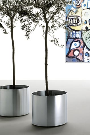 Two silver Rexite Desk Sets with trees, modern style.