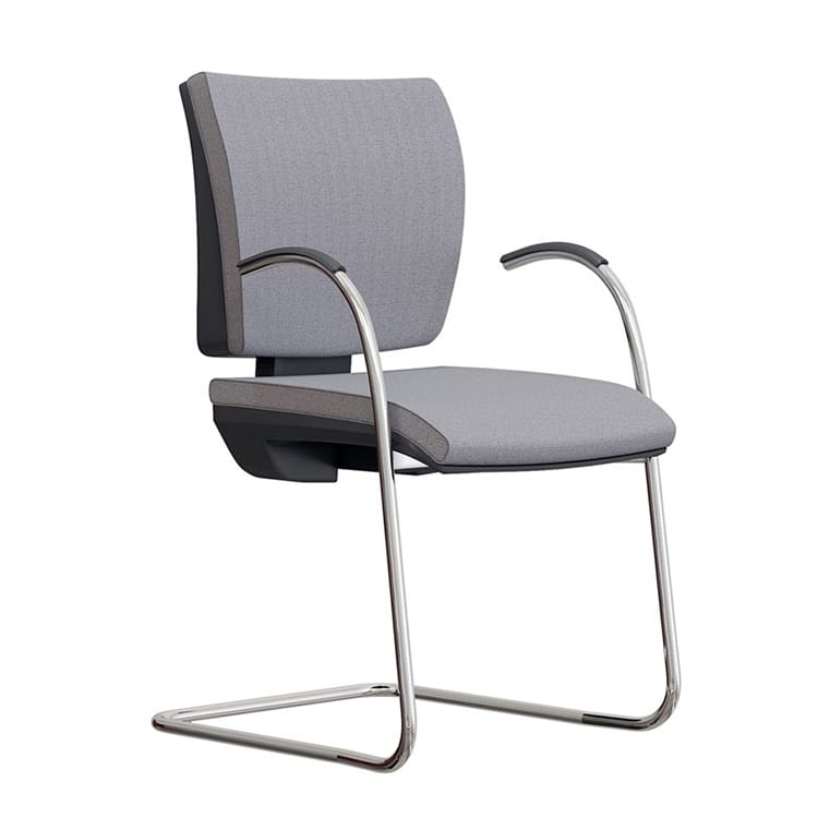 Modern gray Ciak Collection - Visitor Chair with chrome frame. Stylish seating for private offices and rooms.