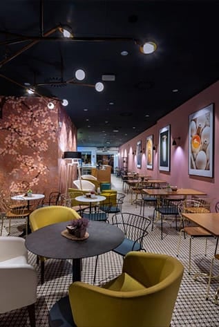 Stylish Cafeterias furniture. Modern tables, chairs, and decor for a welcoming dining space.