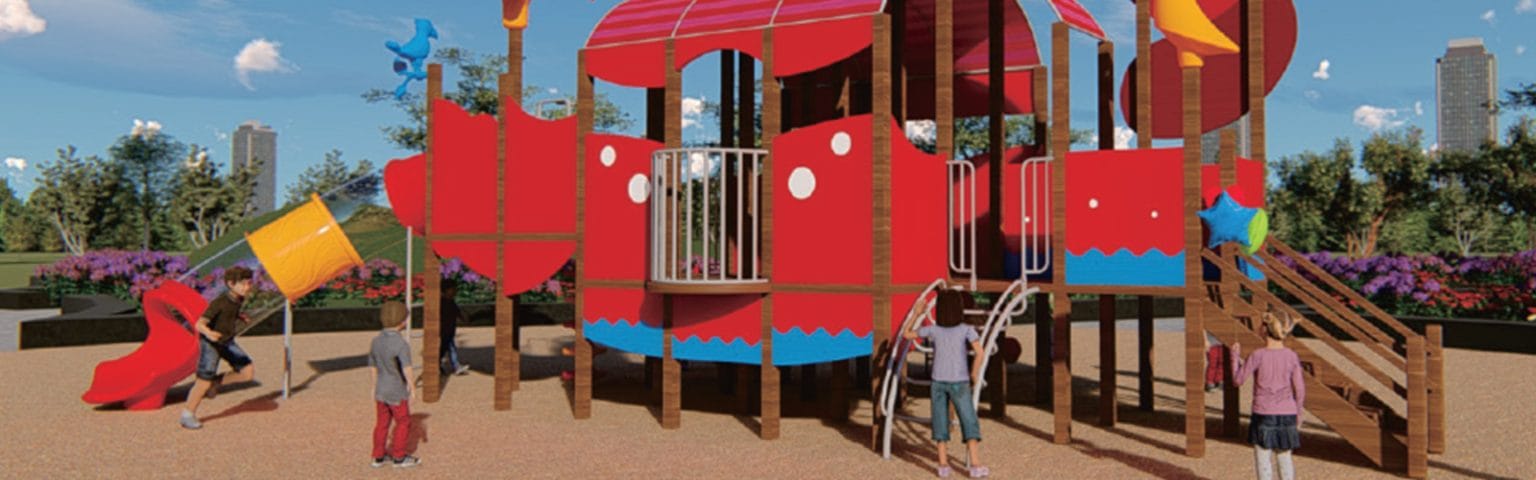 Colorful Playgrounds for urban spaces. Safe, fun, and durable equipment.