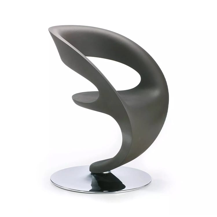 Πλαϊνή όψη σύγχρονου γκρι σκαμπό PIN UP STOOL με χρωμέ βάση.