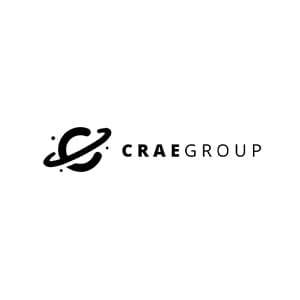 Λογότυπο του CRAE Group. Το λογότυπο του πελάτη μας με στιλιζαρισμένο C και σχέδιο τροχιάς.