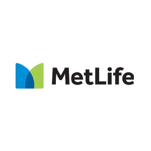 Λογότυπο της MetLife. Η εταιρική ταυτότητα του πελάτη μας MetLife, με μπλε και πράσινο εικονίδιο δίπλα στην επωνυμία.