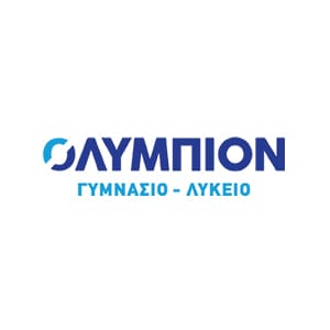 Λογότυπο της Olympion. Το λογότυπο του πελάτη μας με την επωνυμία της εταιρείας σε μπλε ελληνικούς χαρακτήρες.