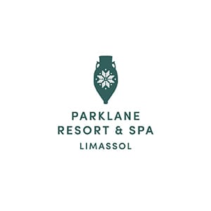 Λογότυπο του Parklane Resort & Spa. Το λογότυπο του πελάτη μας περιλαμβάνει ένα στιλιζαρισμένο βάζο και το κείμενο Parklane Resort & Spa Limassol.