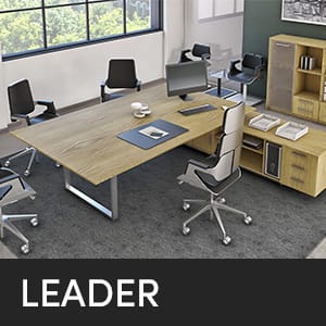 Το γραφείο LEADER της Studio Office με καρέκλες και αποθηκευτικά έπιπλα. Σύγχρονα έπιπλα γραφείου.