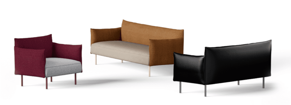 S50 Collection της Alea: καναπέδες και πολυθρόνες με δυνατότητα προσαρμογής σε κόκκινο, καφέ και μαύρο δέρμα.