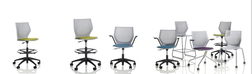 Ψηλό σκαμπό MultiGeneration by Knoll®, εργονομικό κάθισμα γραφείου. Σύγχρονος σχεδιασμός σε ποικιλία χρωμάτων με δυνατότητες ρύθμισης.