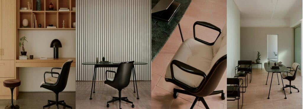 Knoll Pollock Executive Chair. Μοντέρνα καρέκλα γραφείου με μπράτσα και περιστρεφόμενη βάση. Διατίθεται σε μαύρο και κρεμ δέρμα.