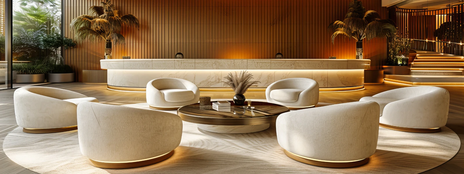 Κομψό λόμπι ξενοδοχείου με άνετα έπιπλα lounge, ιδανικό για χαλάρωση. Επιλέξτε τα καλύτερα έπιπλα lounge για ξενοδοχεία και δημιουργήστε φιλόξενους χώρους.