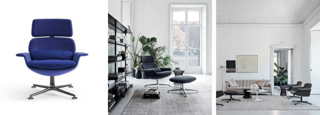 KN02 Reclining Lounge Chair by Knoll, details.