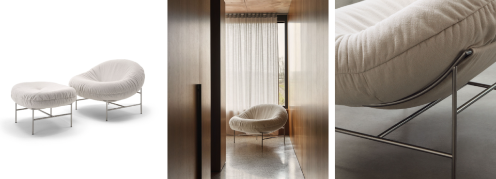 Perron Bun Lounge Chair by Knoll, details.
