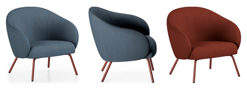Πολυθρόνα Volta Lounge Chair της Infiniti από τρεις γωνίες.